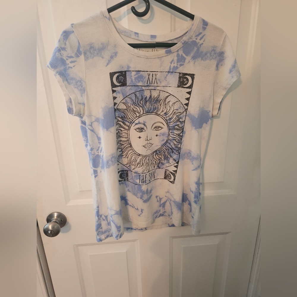 Sun Graphic Tee with Blue Tie-Dye